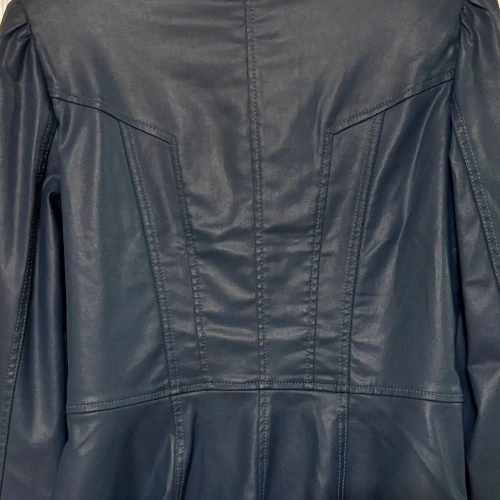 WHBM Blue Coated Denim Zippered Jacket - Picture 11 of 15